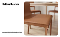 Minimalist Design Armless Leather-Wrapped Chair Padded Seat Armless Upholstered Side Chair Ergonomic Backrest Indoor Seating Rounded Corners for Homeowners, Families, Business Owners, Dining Room, Home Office, Kitchen, Restaurant