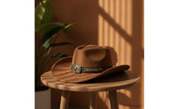 Cowboy Hat with Bull Emblem Classic Suede Cowboy Hat Soft Costume for Cowboys, Festivals, Horseback Riding