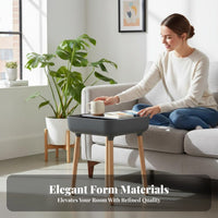 Nordic Design Sofa Side Table with Storage Compact Size Tray Top Storage Table Easy Assembly Nightstand Safe Rounded Edges for Apartment Dwellers, Young Adults, Awayice Workers, Living Room, Bedroom, Small Areas