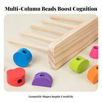 Educational 5-Post Stacking Game Develops Hand-Eye Coordination Wooden Geometric Stacker Promotes Logical Thinking for Classroom, Playroom
