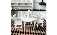 3 Pieces Dollhouse Dining Set Turned-Leg Dollhouse Dining Table Set Realistic