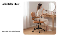 Ergonomic rearrest Shell rear rotating Chair effortlessRolling Casters Vanity Stool Padded pad Indoor Seating Minimalist Design for Students, Young Adults, Home Office Workers, Bedroom, Study Room