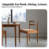 Japanese Minimalist Design Ladder Back Chair Comfortable Padded Seat Upholstered Ladder Back Chair Versatile Use Seating Furniture Retro Classic Design for Students, Homeowners, Family, Dining Room, Home Office, Kitchen, Cafe
