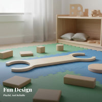 Builds Gross Physical Skills River Stone Bridge Board Early Development Balance Beam and Stepping Stones Thickened Wood Toddler Balance Board Set Multi-Functional Design for Toddlers