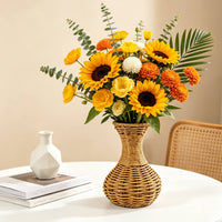 Handwoven Vase Farmhouse Woven Vase Boho Flower Holder for Shelves, Cafe