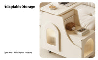 Cream design Rolling C-Shaped rotating Table Rotating surface Rolling C-Shaped Table Mobile with casters Bedside Stand Space-Saving for Apartment Dwellers, Homeowners, Remote Workers, Small Spaces, Living Room, Bedroom, Home Office