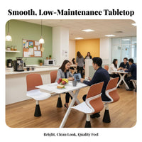 Cafeteria Table with Attached Seats Space-Saving 4-Seater Dining Unit Easy to Clean 6-Seater Fast Dining Table for Students, Employees, School