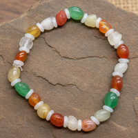 Natural Alashan Gobi Agate Colorful Beaded Bracelet