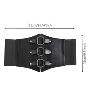 Triple-Loop Waist Belt Decorative Metal Rings Wide Corset Belt Fashion Style Waist  Trimmer