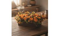 Artificial Flower Arrangement with Wooden Box Rustic Floral Centerpiece with Wooden Completely Full Artificial Floral Centerpiece