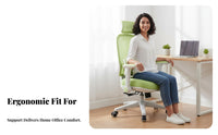 Support Ergonomic Desk Seat Compact Size Swivel Chair Rolling Casters Office Furniture Adjustable Armrests for Telecommuting Workers, Students, Adults, Small Living Areas, Study Room