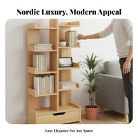 Nordic design 5-Tier Ladder Shelf Floor-Standing shelving unit Space-Saving Shelving Unit Multi-Functional for Homeowners, Students, Remote Workers, Living Room, Bedroom, Hallway, Kitchen