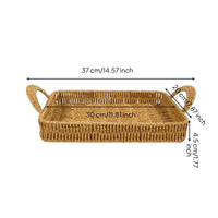 Woven Tray Basket with Handles Serving Tray with Handles Rustic Shallow Fruit Basket for Picnic