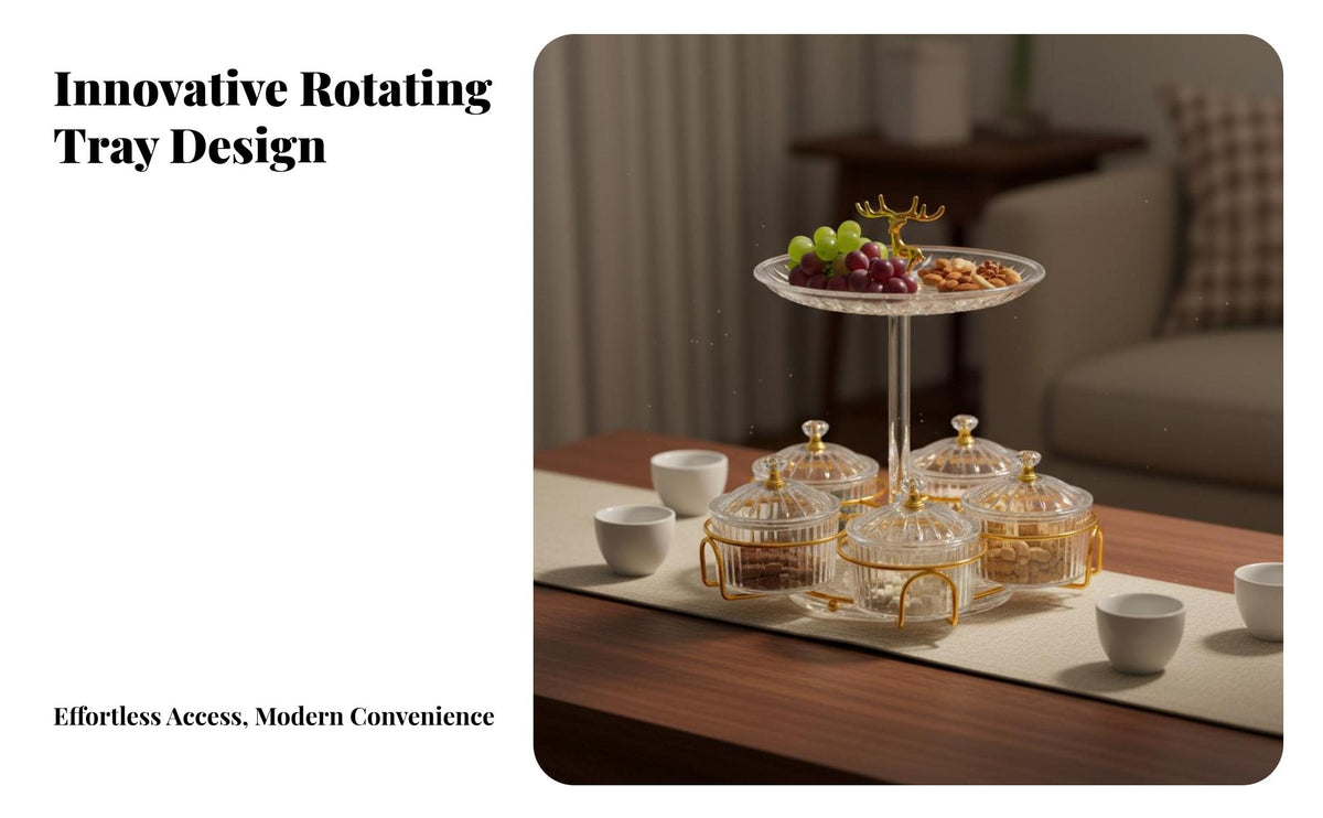 Rotating Tray Candy and Nut Container Set Elegant Decoration Rotating Snack Serving Tray Luxury Design Divided Fruit and Candy Platter