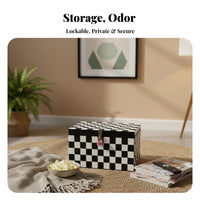 Woven Lockable Chest With Lock Hinged Lid Container Cotton Lined Interior