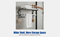 Foldable Suction Mount Towel Rack, Bathroom Storage Shelf, Space-Saving Organizer, Anodized Aluminum, No-Drill, Shower Room