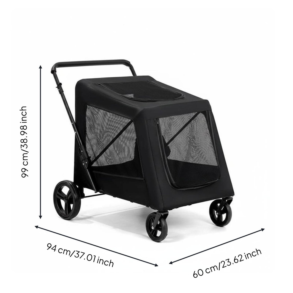 Foldable Folding Pet Stroller Easy Fold Lightweight Dog Stroller Mesh Window for Medium Dogs