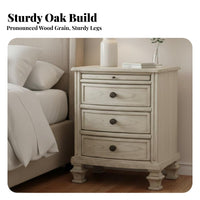 French Country design off-white Distressed Bedside Cabinet high-quality Wood Distressed off-white Nightstand Vintage Design Bedroom Furnishing Rustic Look for Adults, Homeowners, Interior Designers, Guest Room, Hallway