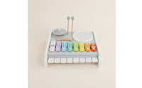 Colorful Musical Instrument Toy Set with Drums and Cymbals Early Learning Toddler Piano Drum Set Educational Kids Music Station Multi-Functional for Preschool