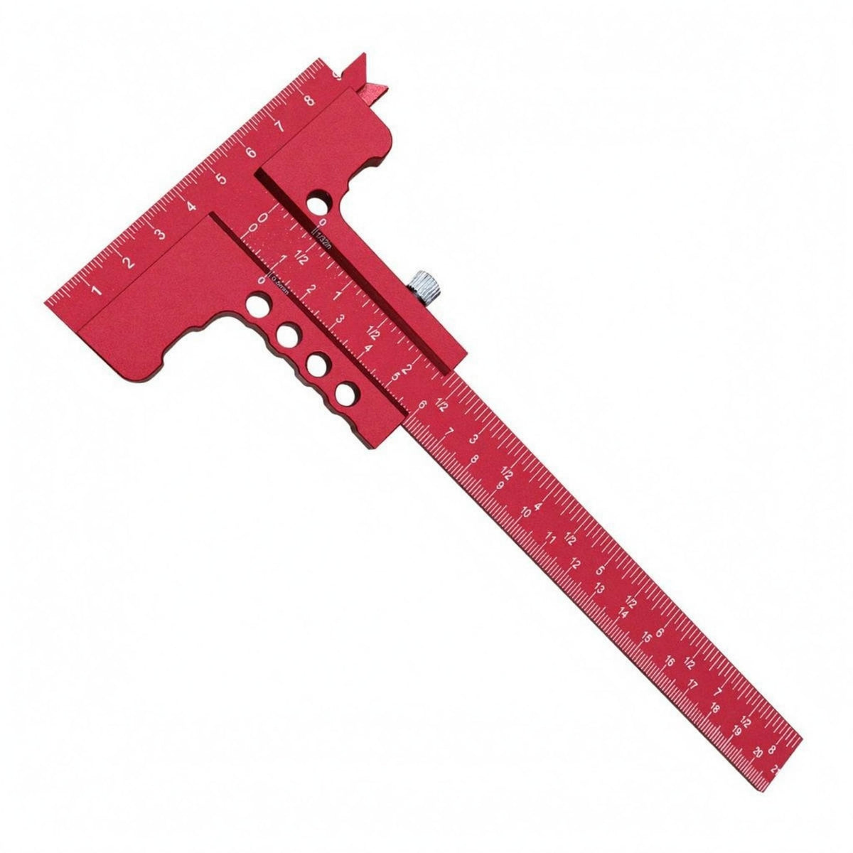 Etched Measurements Sliding T Head Ruler Adjustment Knobs Woodworking Marking Ruler Weight-Reducing Holes Carpentry Tool Anodized Finish