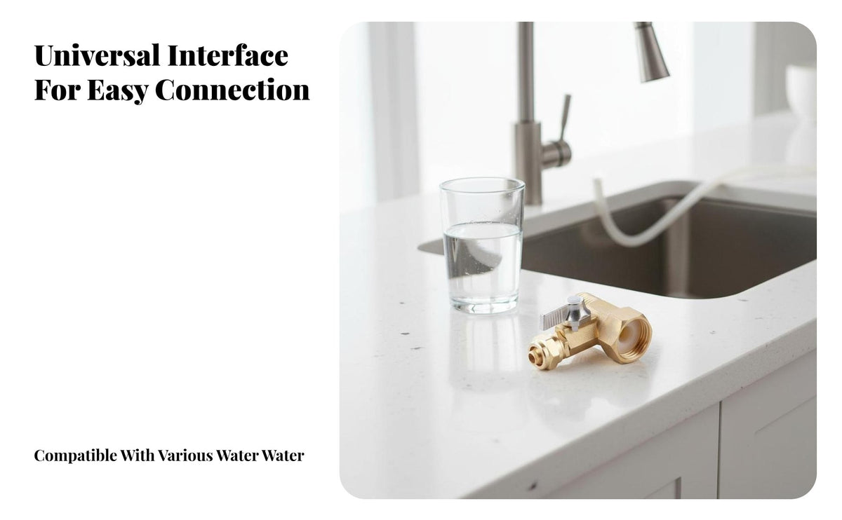 Universal Fit Water Purifier T-Adapter Easy Shut-Closed 3-Way Faucet Connector Rust-Resistant Flow Regulation Switch Long-Lasting Construction for Homeowners, DIY Enthusiasts, Plumbers, Under-Sink Area, Kitchen, Bathroom, Laundry Room