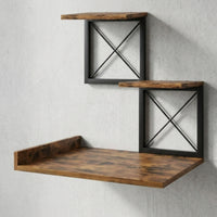 Stepped 3-Tier Display Shelf Space-Saving Desktop Display Rack Long-Lasting Tabletop Organizer with Shelves Rustic for Entryway