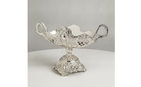 Metal Serving Tray with Handles Silver Tone Serving Tray with Handles Vintage Influenced for Home Stylists, Parties