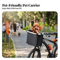 Aluminum Alloy Frame Folding Bike Basket Reinforced Front Bike Basket Textile Body Wide Top Opening