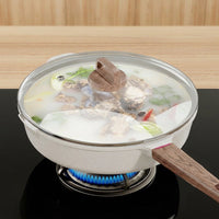 Frying Pan and Stainless Steel Pot Cover with Tempered Glass, Universal Frying Pan Lid with a Bar Wooden Handle, Wok and Saucepan Lid, 1 Pack