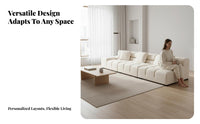 configurable L-Shaped Sofa Minimalist design L-Shaped plush Couch with Ottoman plush fabric Upholstery Sectional Seating for Homeowners, Living Room, Lounge Area