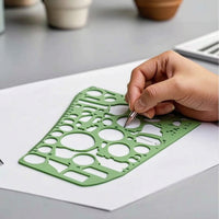 8 Pieces Accurate Geometric Drawing Templates Accurate Measuring Templates Metric Geometry Template Green for Students, Architects, Designers, School, Office, Desk