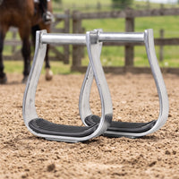Ribbed Aluminum Stirrups with Rubber Footbed Long-Lasting Western Saddle Stirrups Optimal Support Tack Comfortable for Horse Riders, Equestrians