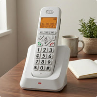 Raised Number Buttons Digital Cordless Telephone Slanted Cradle Landline Cordless Phone Memory Keys Desktop Phone Handset