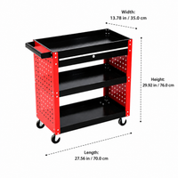 Sturdy Duty Tool Cart, 70x36x67cm Mobile Tool Storage with Locking System, 3 Drawer Tool Chest for Automotive Repair, Matte Black Steel