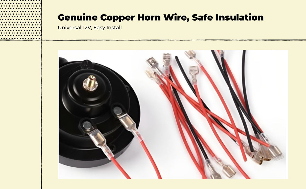 12V horn harness, copper terminal