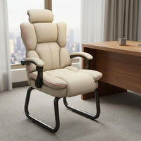 Sofa-Like Comfort Sled Base Office Chair Linked Armrests Reclining Desk Chair for Gamers, Study, Gaming