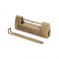Engraved Scrollwork Brass Sliding Lock Traditional Pattern Antique Bronze Lock Looped Key Gate Sliding Bolt
