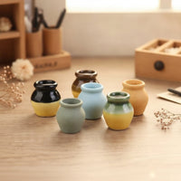6 Pieces Miniature Ceramic Vase Semi-Glazed Mini Vase Models Realistic Vessel for Collectors, Crafters