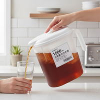 Refrigerator Cold Water Pitcher with Spout, Large Capacity Heat-Resistant Fruit Tea Beverage Dispenser for Iced Drinks