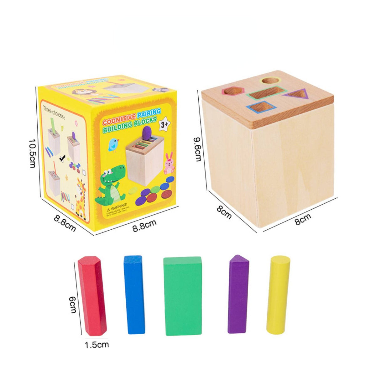 Develops Fine Movement Skills Color and Shape Matching Toy Hand-Eye Coordination Wooden Shape Sorting Box Made from Natural Wood Color Recognition Toy Paint for Toddlers, Preschoolers, Babies