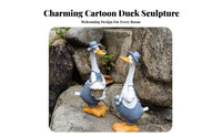 Cute Design Duck Statue Detailed Craftsmanship Resin Duck Figurine Rustic Charm for Gardeners, Balcony, Garden, Pondside