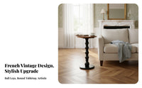 French Inspired Solid Wood End Table Retro Design Solid Wood Coffee Table Elegant Design Nightstand Stable Weighted Base for Interior Designers, Apartment Dwellers, Homeowners, Living Room, Bedroom, Small Areas, Entryway