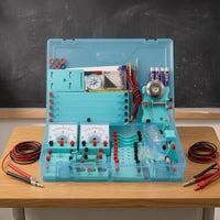 Transparent Blue Electricity Experiment Box Molded Compartments School Physics Laboratory Kit Hinged Lid Physics Experiment Kit Fitted Trays for Laboratory, Classroom