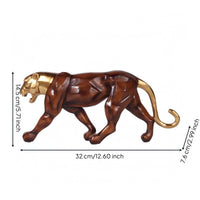 Woodgrain Big Feline Sculpture Polished Finish Wood Feline Statue Decorative Room Decoration Modern Minimalism for Tabletop