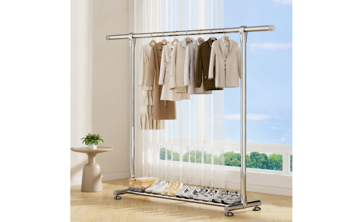 Stable Clothes Drying Rack with Shelf Sturdy Telescoping Garment Rack Space-Saving Floor Clothes Dryer Sturdy for Balcony, Laundry Room, Bedroom, Apartment