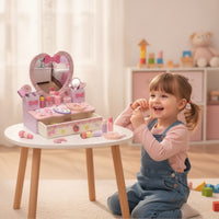 Tabletop Pretend Vanity Playset Child-Safe Kids Makeup Table with Mirror Preschool Kids Vanity Set Sturdy for Toddlers