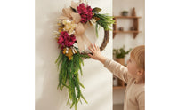 Hydrangea Wreath with Burlap Bow Floral Hydrangea Wreath Natural for Entryway