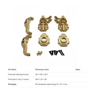 Front C-Shaped Hub Carrier and Steering Block Kit CNC Machined Brass Steering Joint Axle Cover Cover Set Performance Upgrade Brass Front Axle Housing