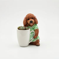 Resin Dog Planter with Cup Cute Dog Planter Whimsical Ornament Decorative for Windowsill