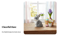 Lifelike Bunny Statue Cute Downy Hare Ornament Easter Decoration for Bookshelf